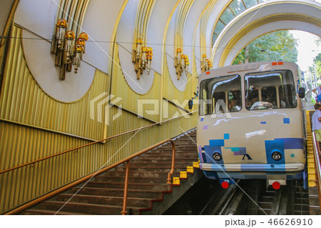 pretty car of the funicular in Kiev, Ukraine. pretty car of the funicular in Kiev, Ukraine. 46626910