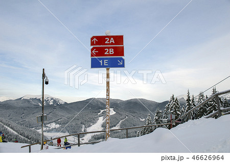 a pointer ski track in a ski resort 46626964