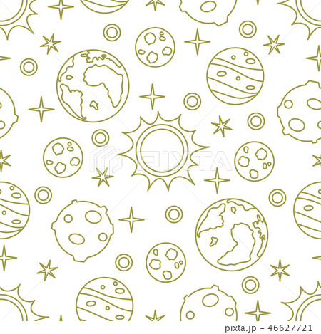 Seamless pattern with sun, planets, stars Space 46627721
