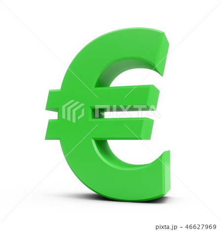 3D Rendering Green Euro Sign isolated on white 46627969