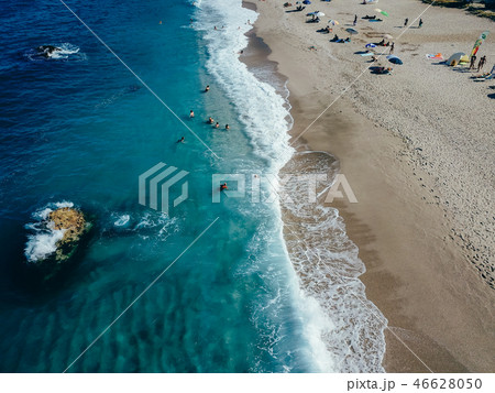 Aerial View From Flying Drone Of People Relaxing 46628050