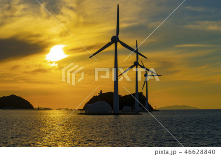 韓国 風力発電所 海 46628840