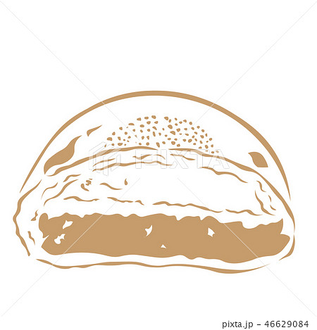 料理 イラスト あんパン うす茶色のイラスト素材