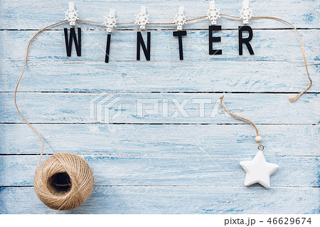 WINTER word on a blue and white background 46629674