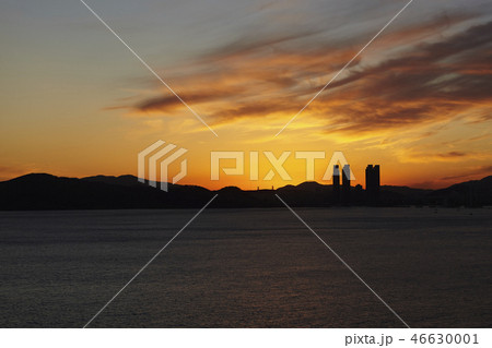 釜山 夕焼け 海 46630001