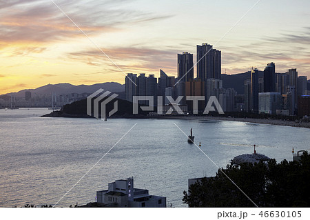 マリンシティ 釜山 夕焼け 46630105