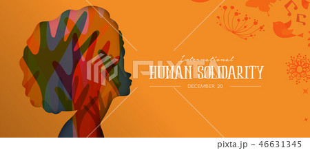 Human Solidarity Day card with afro woman profile 46631345