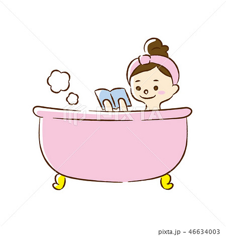 お風呂に入る女の人のイラスト素材