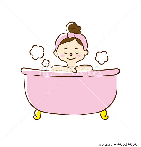 お風呂に入る女の人のイラスト素材 46634006 Pixta