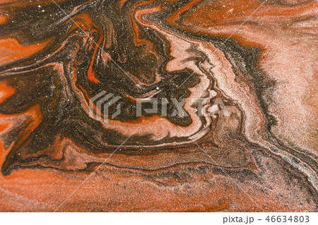 Gold marbling texture design. Red and golden marble pattern. Fluid art. 46634803
