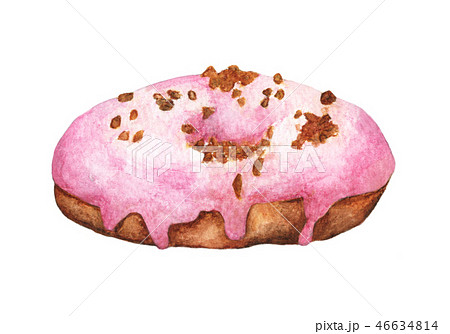 Watercolor hand drawn donut. 46634814