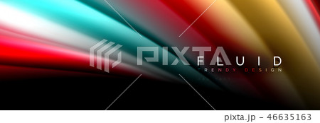 Abstract liquid colorful banner. Trendy wavy dynamic design. Fluid color shapes. 46635163
