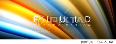 Bright colorful liquid fluid lines on black, modern abstract background 46635168
