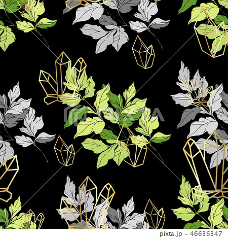 Vector Cacti botanical flower. Green engraved ink art. Seamless background pattern. Fabric wallpaper 46636347