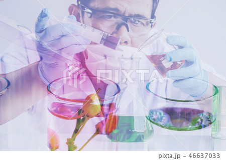 scientist in laboratory to research with test tube 46637033