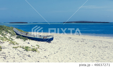 abandoned boat in sandy beach in madagascar abandoned boat in sandy beach in madagascar 46637271
