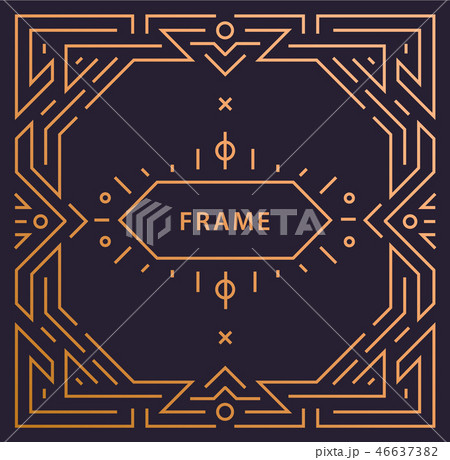 Vector art deco linear frame with space for text, geometric vintage wedding invitation design 46637382