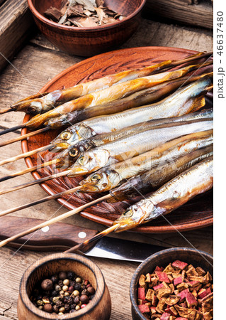 Appetizing smoked fish 46637480