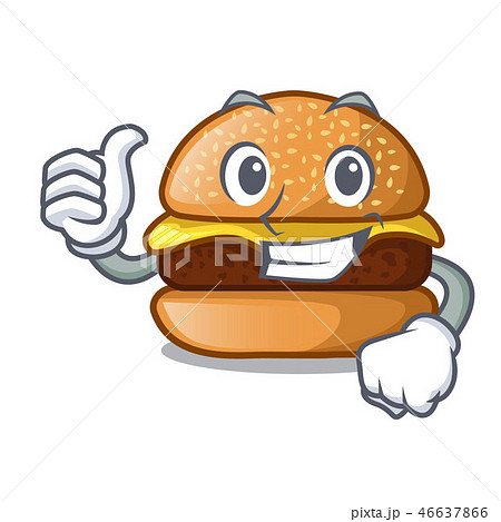Thumbs up cheese tasty burger on character table 46637866