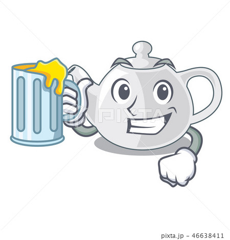 With juice porcelain teapot in table a character 46638411