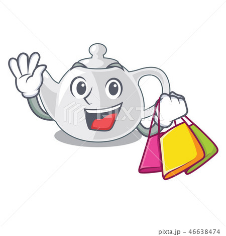 Shopping porcelain teapot ceramic isolate on mascot Shopping porcelain teapot ceramic isolate on mascot 46638474