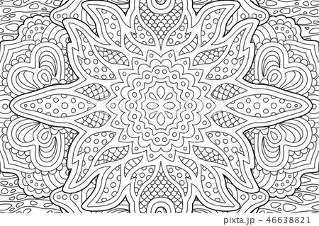 Detailed coloring book art with monochrome pattern 46638821