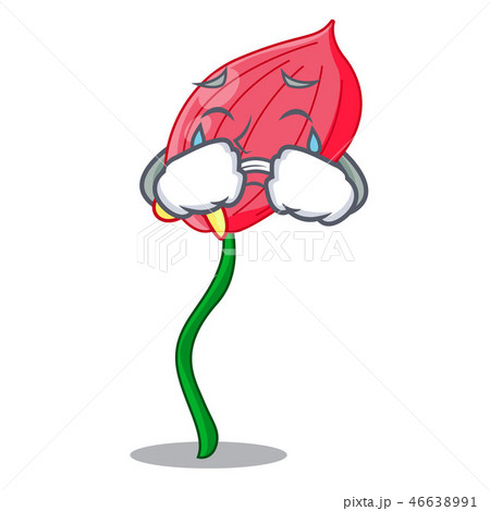 Crying anthurium flower pink in cartoon garden 46638991