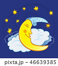 Moon sleeping on a cloud with stars 46639385