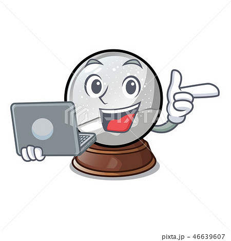 With laptop snow globe chrismas isolated on mascot With laptop snow globe chrismas isolated on mascot 46639607