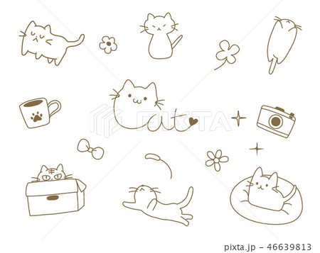 かわいい猫の手描きイラスト素材のイラスト素材