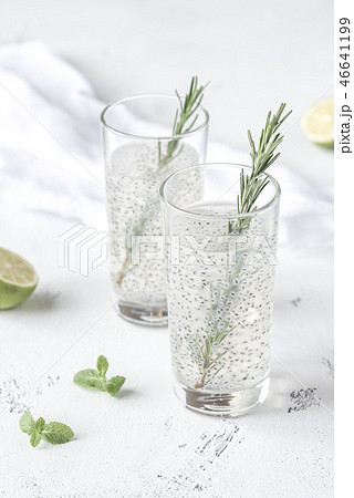 Two glasses of basil seed drink Two glasses of basil seed drink 46641199