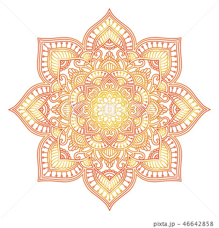 Gradient mandala. Circle ethnic ornament. Hand drawn traditional indian round element. Spiritual 46642858