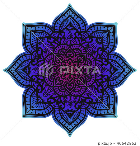 Gradient mandala. Circle ethnic ornament. Hand drawn traditional indian round element. Spiritual Gradient mandala. Circle ethnic ornament. Hand drawn traditional indian round element. Spiritual 46642862