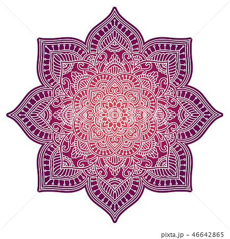 Gradient mandala. Circle ethnic ornament. Hand drawn traditional indian round element. Spiritual 46642865