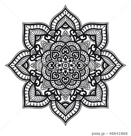 Mandala. Circle ethnic ornament. Hand drawn traditional indian round element. Spiritual meditation 46642866