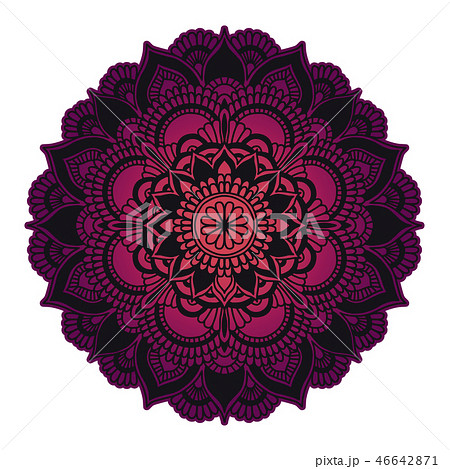Gradient mandala. Circle ethnic ornament. Hand drawn traditional indian round element. Spiritual Gradient mandala. Circle ethnic ornament. Hand drawn traditional indian round element. Spiritual 46642871