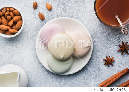 Cup of hot chocolate and marshmallows, almonds Cup of hot chocolate and marshmallows, almonds 46642968