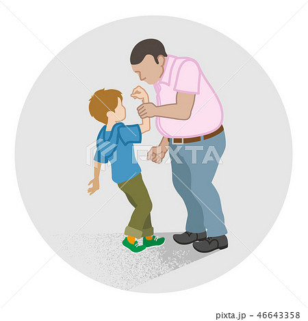 男に腕を掴まれる子供 男の子 児童虐待コンセプトアートのイラスト素材