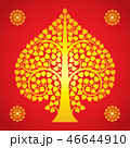 Thai Art Bodhi Tree on Red Background 46644910