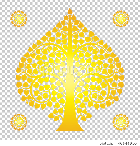 Thai Art Bodhi Tree on Red Background Thai Art Bodhi Tree on Red Background 46644910