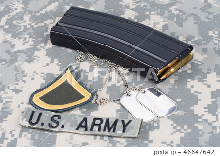 Ammunition on camouflage US Army uniform Ammunition on camouflage US Army uniform 46647642
