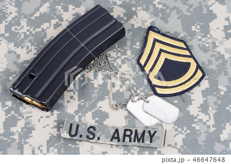 Ammunition on camouflage US Army uniform Ammunition on camouflage US Army uniform 46647648