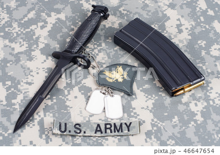 Ammunition on camouflage US Army uniform Ammunition on camouflage US Army uniform 46647654