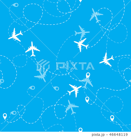 Airplane dotted flight seamless pattern background Airplane dotted flight seamless pattern background 46648119