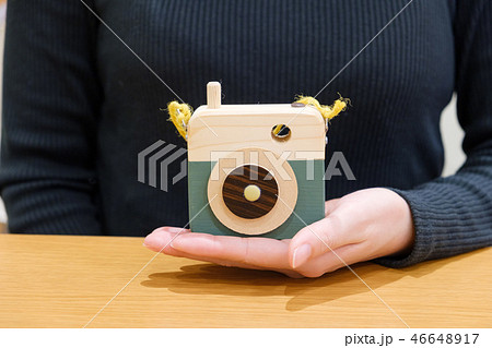 おもちゃのカメラを持つ女性 おもちゃのカメラを持つ女性 46648917