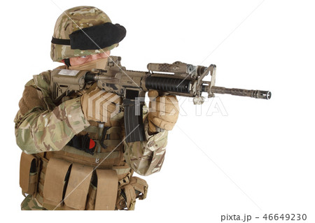 soldier with assault rifle on white background soldier with assault rifle on white background 46649230