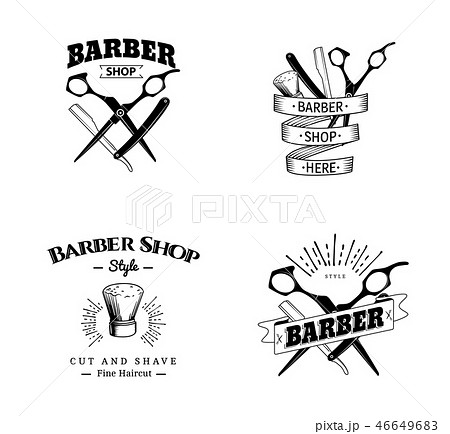 Set Of Retro Barber Shop Emblems のイラスト素材