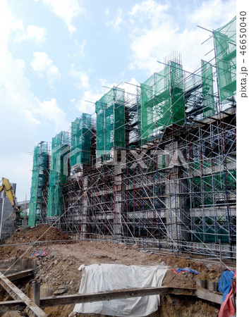 Metal scaffolding at the construction site  46650040