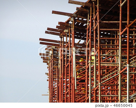 Metal scaffolding at the construction site  46650045