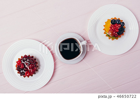 Composition of delicious small cakes with espresso 46650722